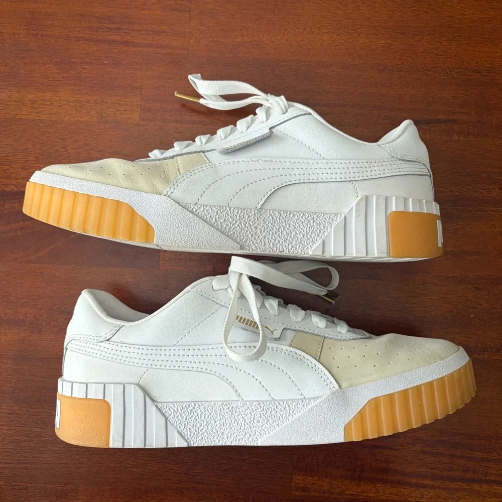 Puma Cali Exotic White Women's Leather Sneakers Shoes 9.5